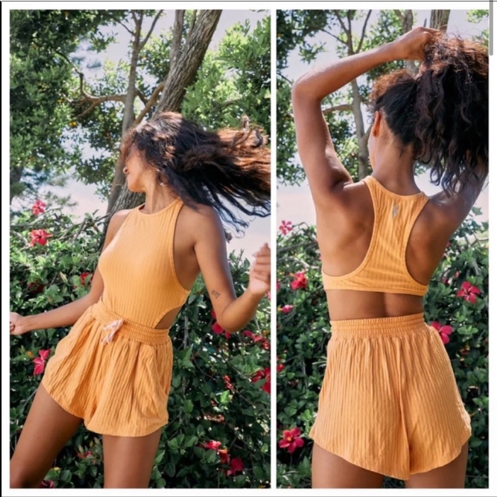 Free People Blissed Out Sleeveless Romper Cantelope